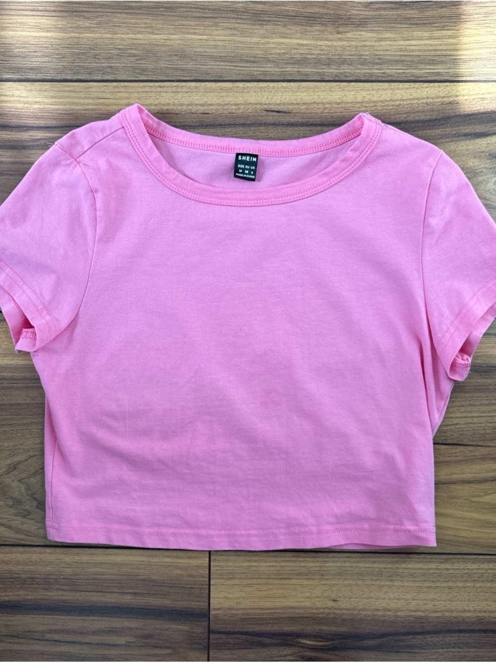 SHEIN Pink Short Sleeve Girls' Crop Tee